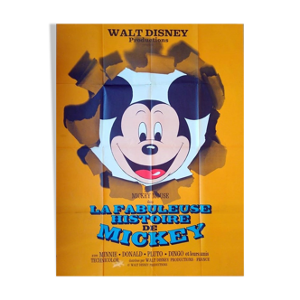 Affiche cinéma vintage originale 1968 fabuleuse histoire de Mickey 120x160 cm