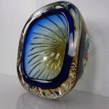 Blue Brown Sommerso Murano Glass Bowl or Ashtray by Flavio Poli, Italy, 1960s