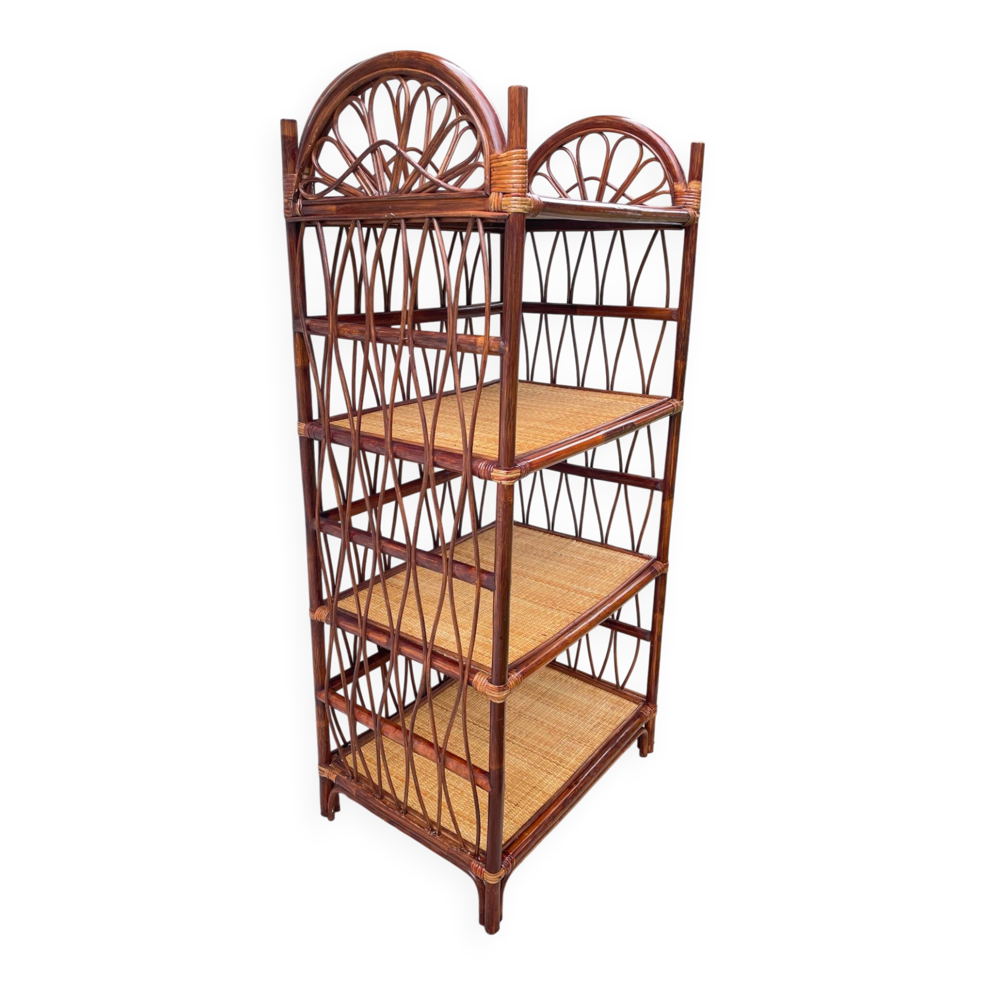 Etagere bambou et rotin vintage