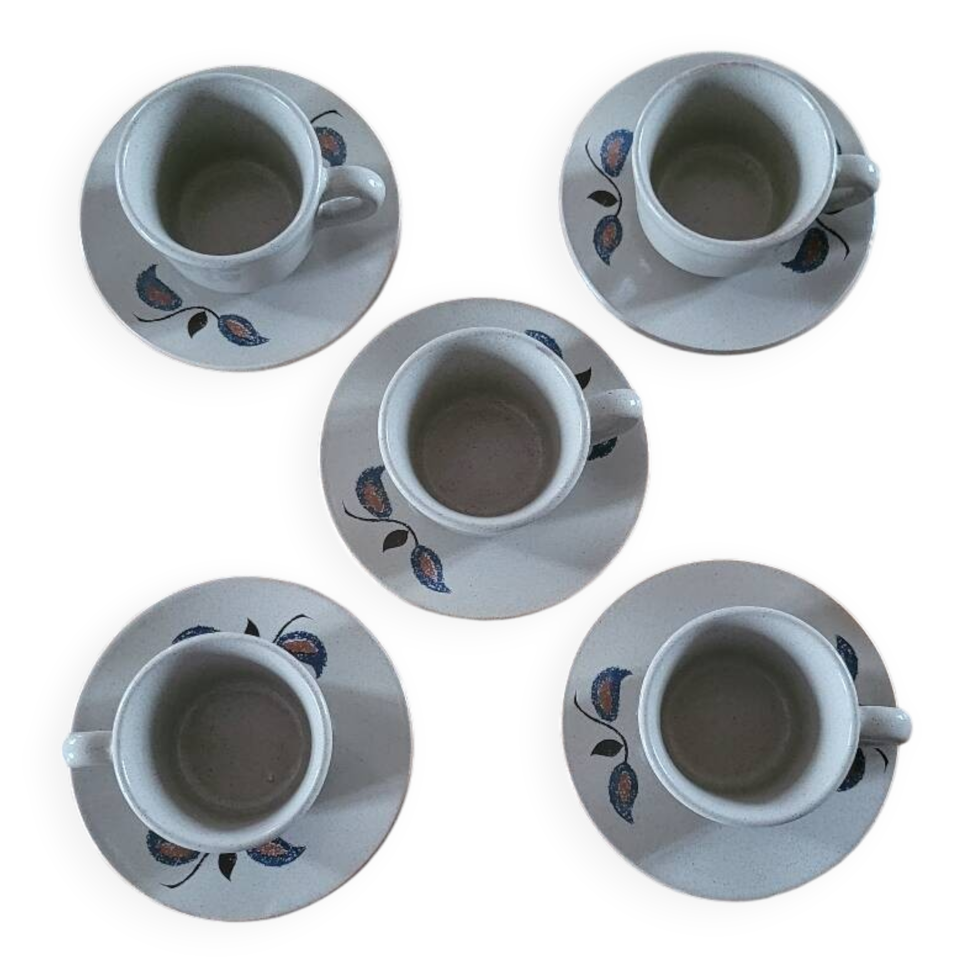 5 cups and saucers St Amand earthenware