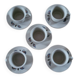 5 cups and saucers St Amand earthenware