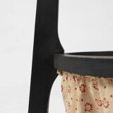 Art Nouveau side table in blackened wood with storage basket, Belgium ca. 1910