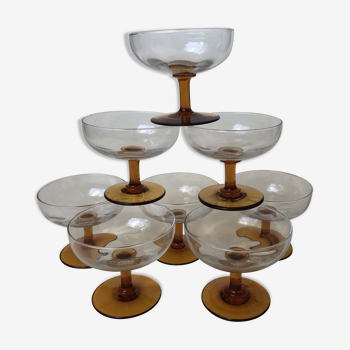 Set of 8 cups champagne. Orange 1970