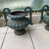 Medici vases, urns with handles, signed Faure in Revin
