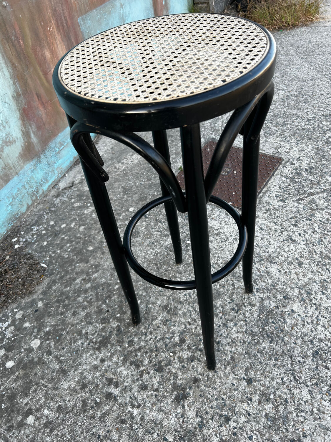 High cane rattan bar stool