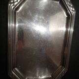 Art Deco silver metal tray with Orbrille house hallmarks