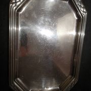 Art Deco silver metal tray with Orbrille house hallmarks