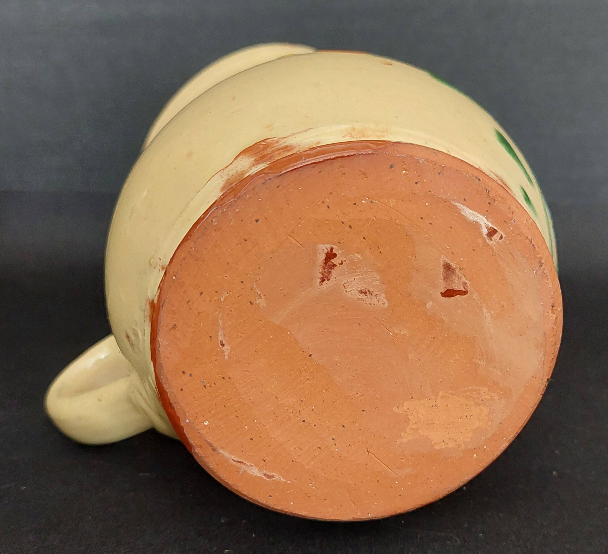 20th century Alsace glazed terracotta pitcher