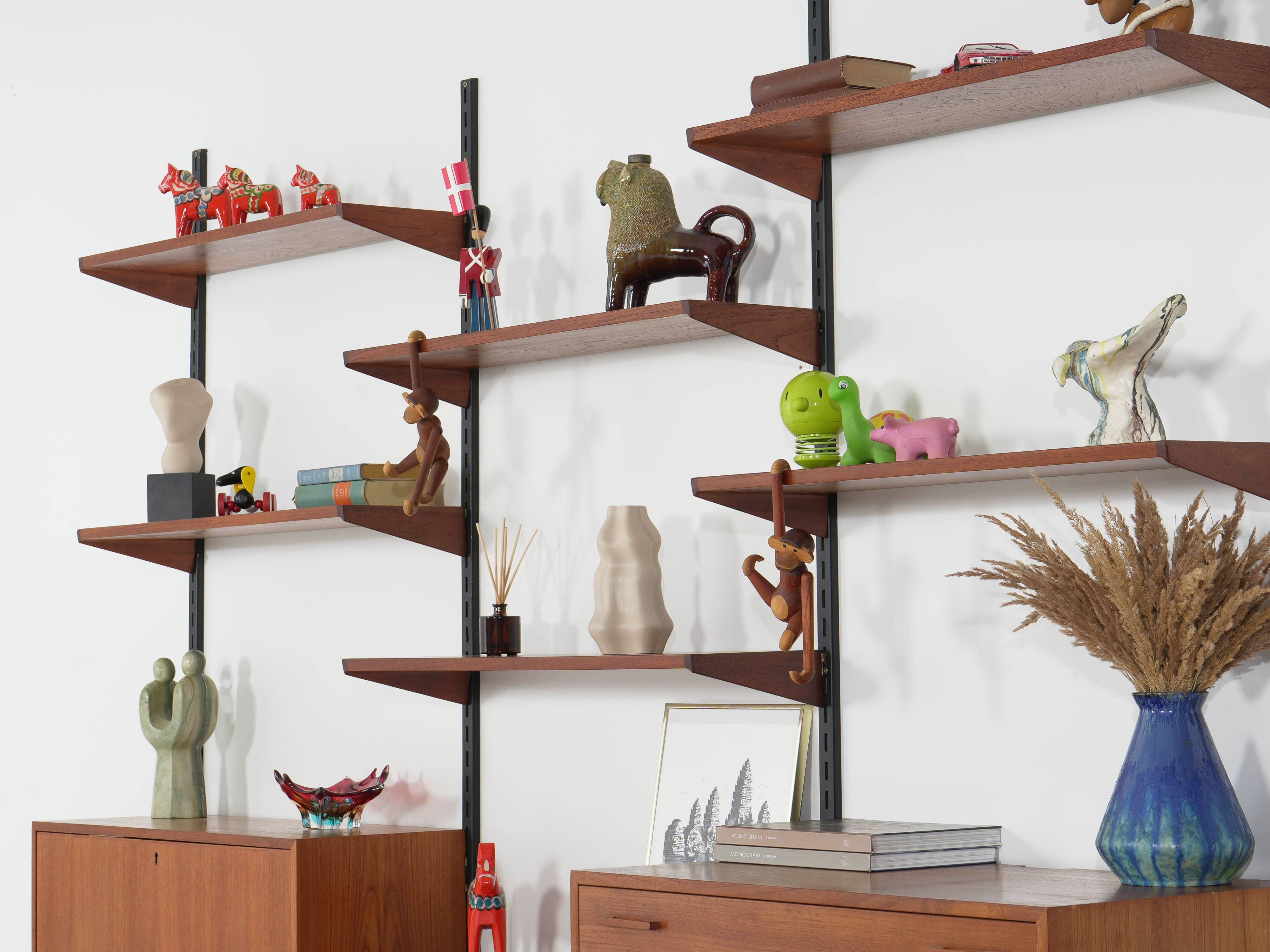 Modular shelving Kai Kristiansen, teak veneer, Danish design 1960s