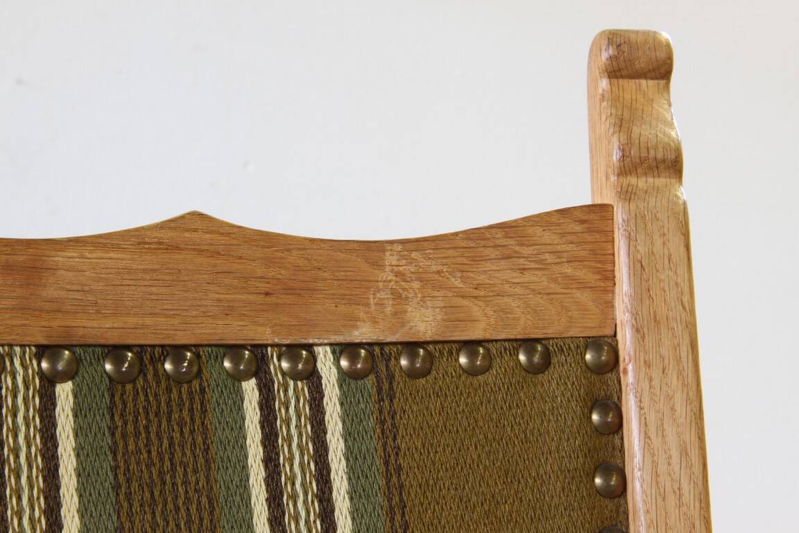 Vintage 1960s, brutalist Danish modern oak dining chairs by Henning Kjærnulf