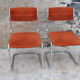 Pair of orange velvet chairs Roche Bobois 70s