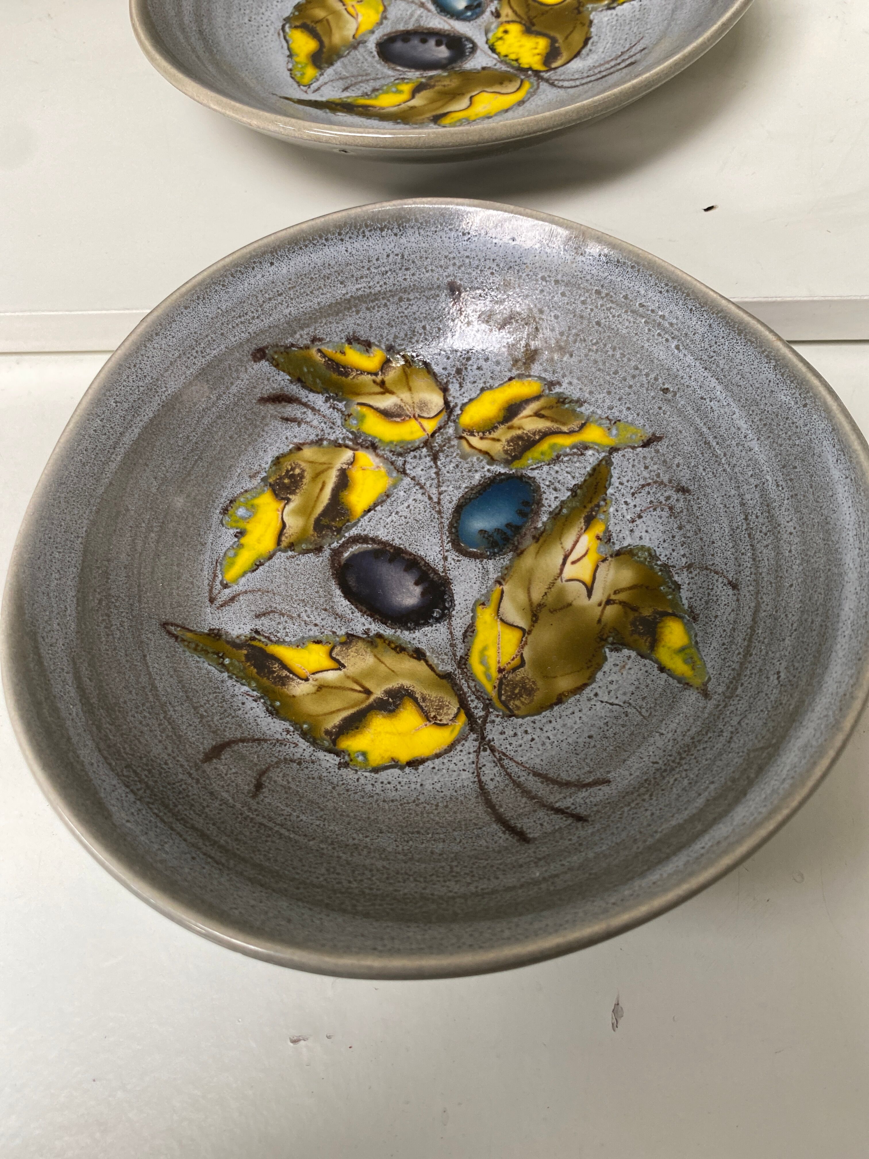 Lot of 2 small aperitif dishes blue grey sandstone Pornic