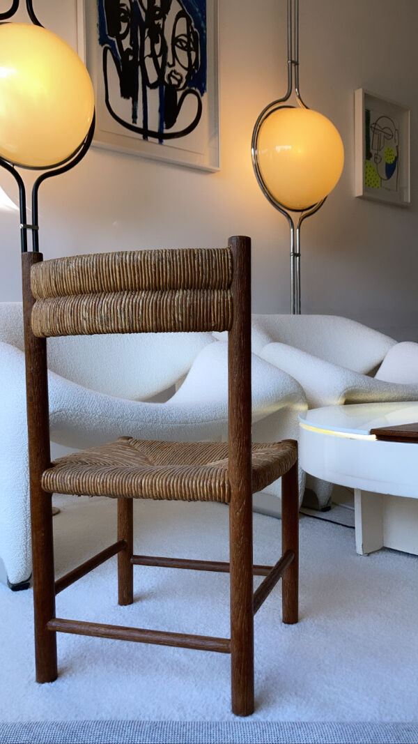 Paire chaise enfant paille design 1950/1960