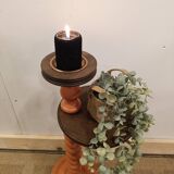 Refurbished Vintage Twisted Side Table - Terracotta, Walnut & Copper