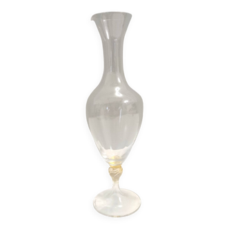 Transparent and Murano Glass Pitcher Vase by La Murrina with Gold Leaf, Italy
