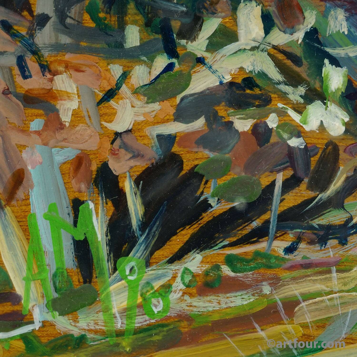 Oil painting by Alexander Michael - Chiemsee near Mittendorf 1990