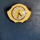 Vintage formica clock silent wall clock 60s "DAM electric yellow black"