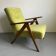 Vintage Mid-Century Modern Armchair: Lime Green Fabric and Beech Wood Frame