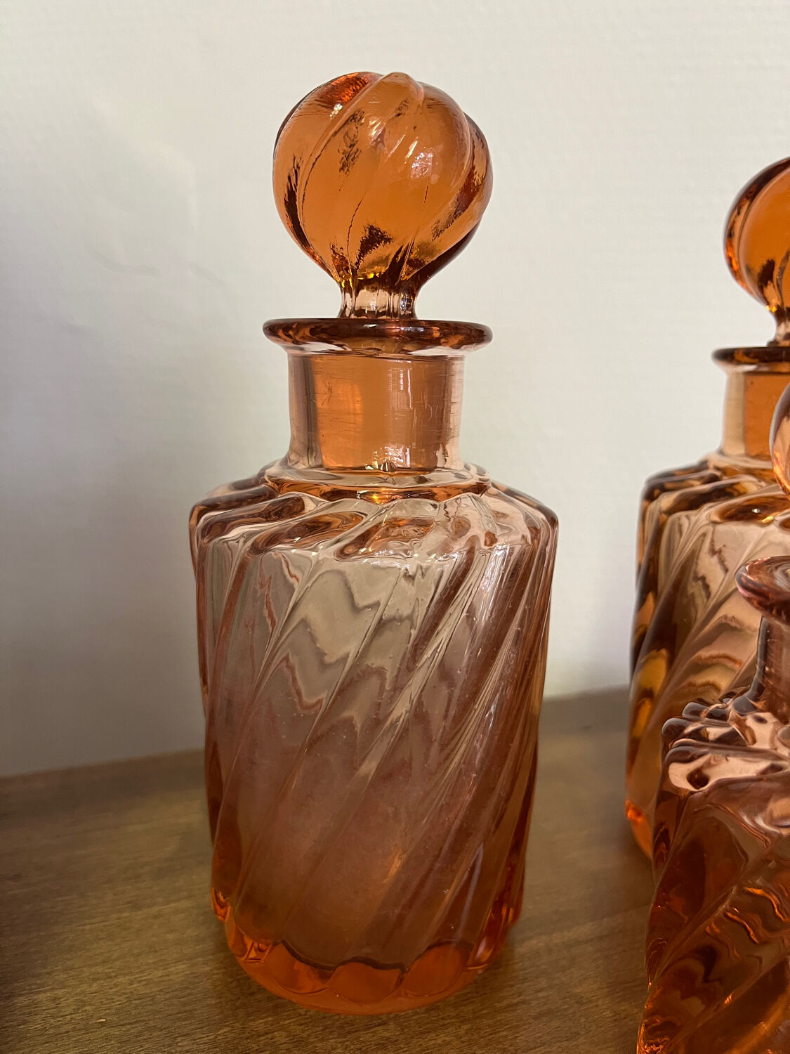 Set of 3 toilet garniture flacons from the late 19th century.