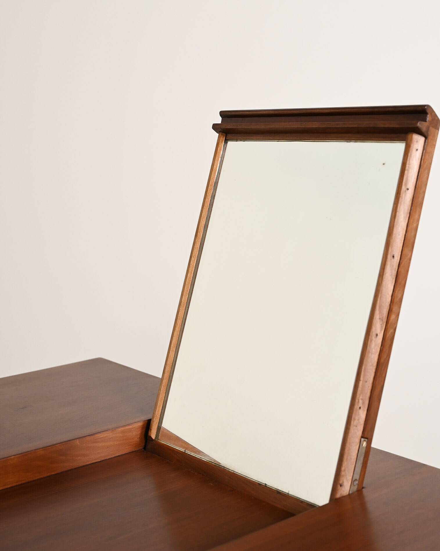 Scandinavian teak vanity table with integrated mirror, 1960s