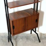 Modular storage cabinet and teak bookcase. Italy, 60s