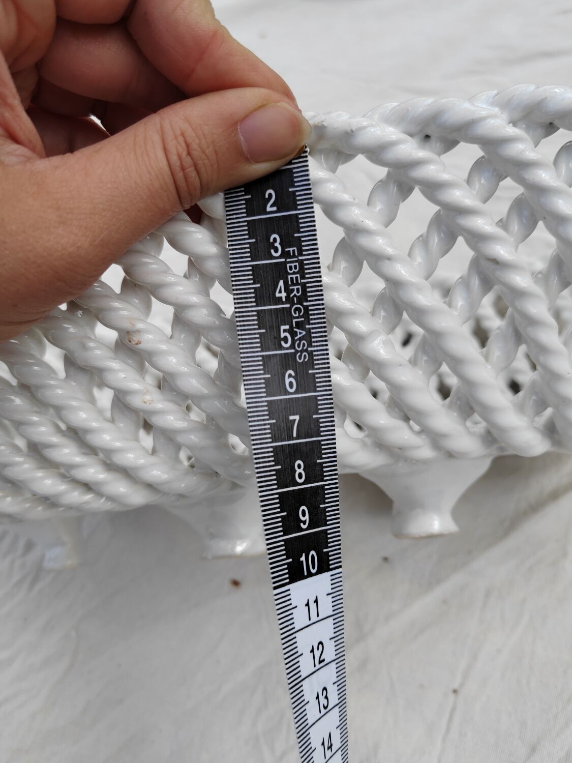 White woven ceramic planter mid-twentieth