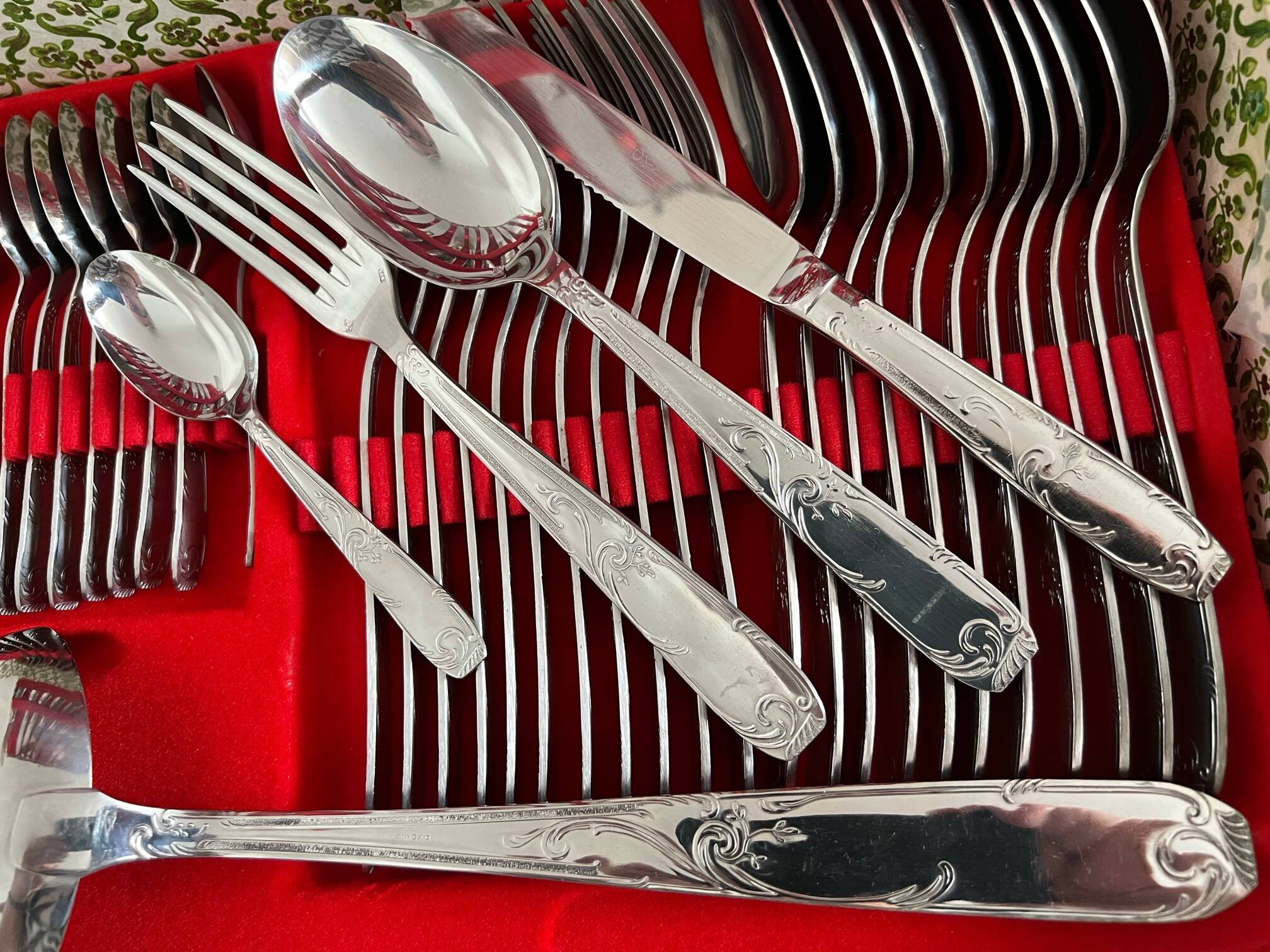 Household box 49 pcs in stainless steel with old E stainless steel D hallmarks