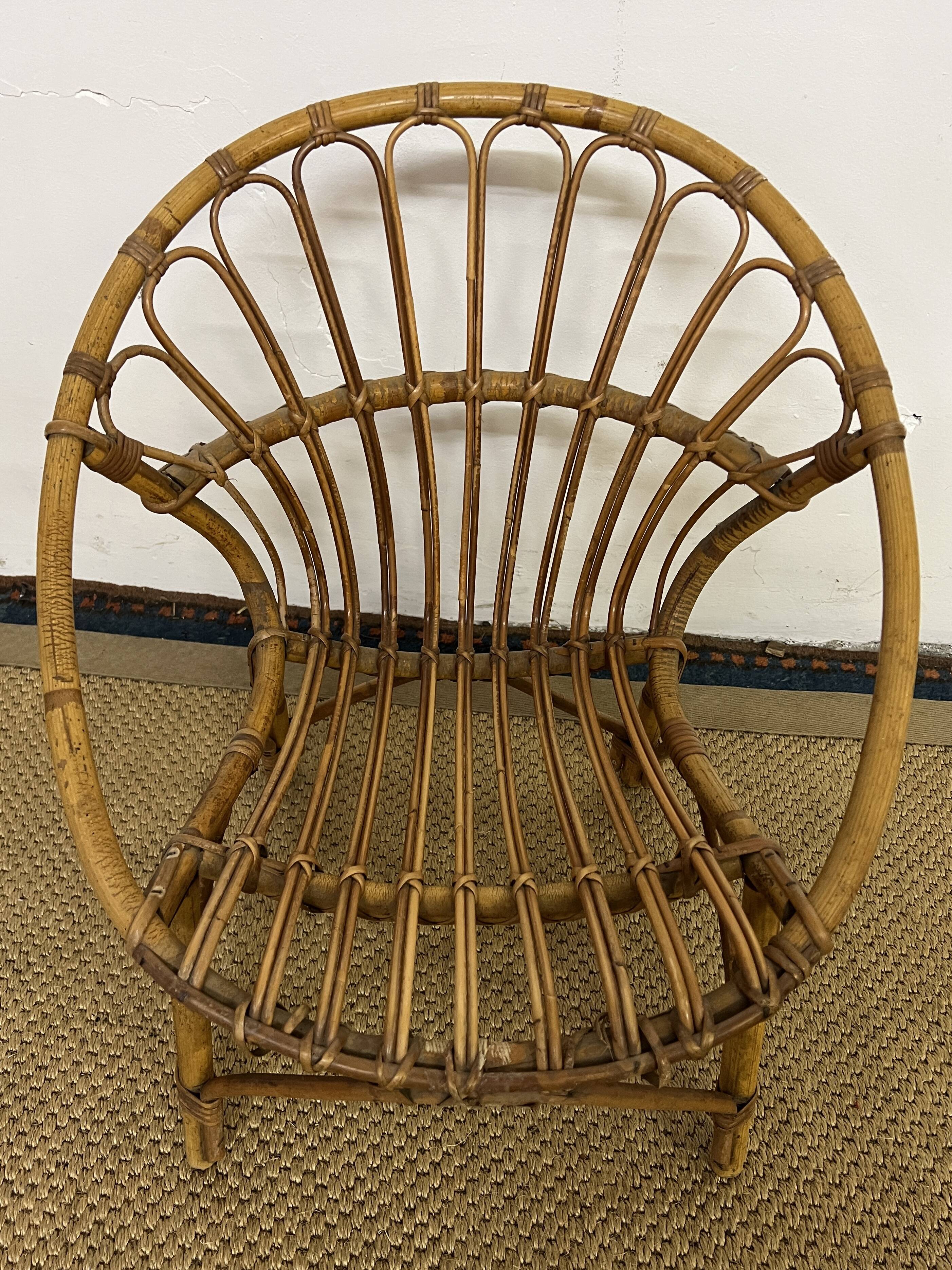 Children's rattan shell armchair