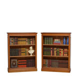 Pair of oak open bookcases