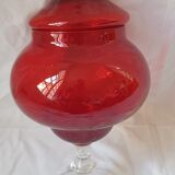 Red and transparent blown glass candy
