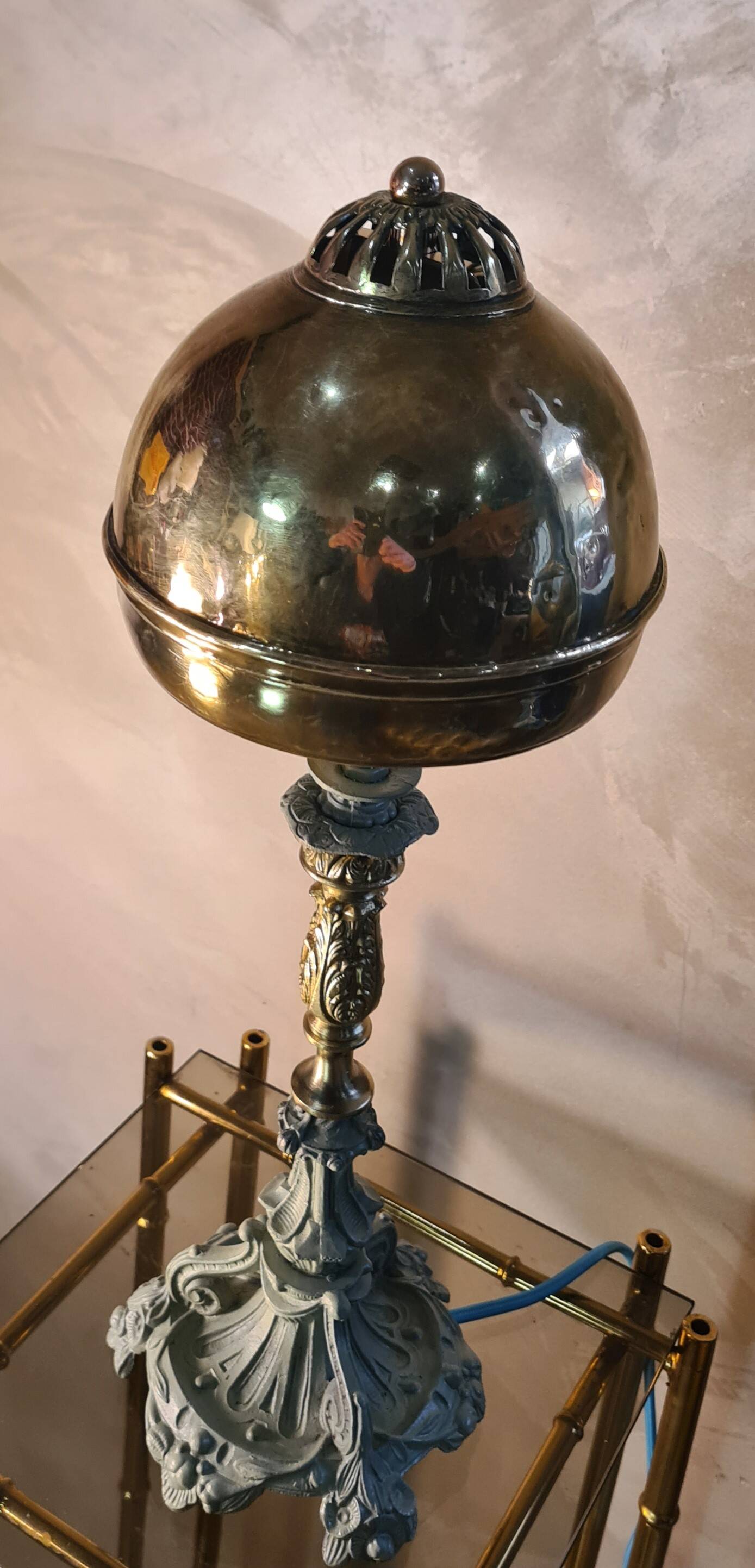 lamp, modernism, bronze, brass, metal, art nouveau 47x15 elec ok