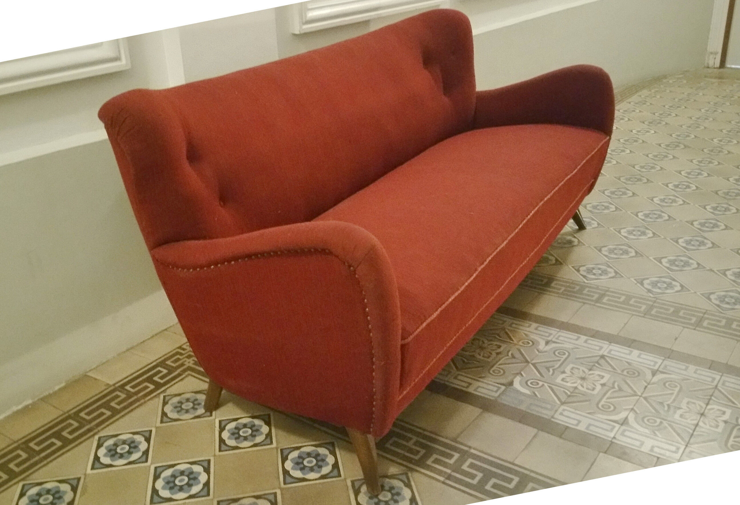 Sofa sofa 3 seats 50/60s Danish sculptural