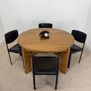 Vintage extendable round table in the spirit of Atelier Chauvin S.A. – 1970s