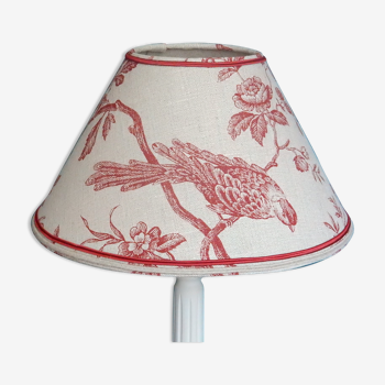 Conical lampshade in linen pattern red bird