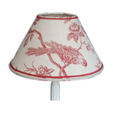 Conical lampshade in linen pattern red bird