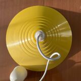 Yellow metal pendant light from the 80s