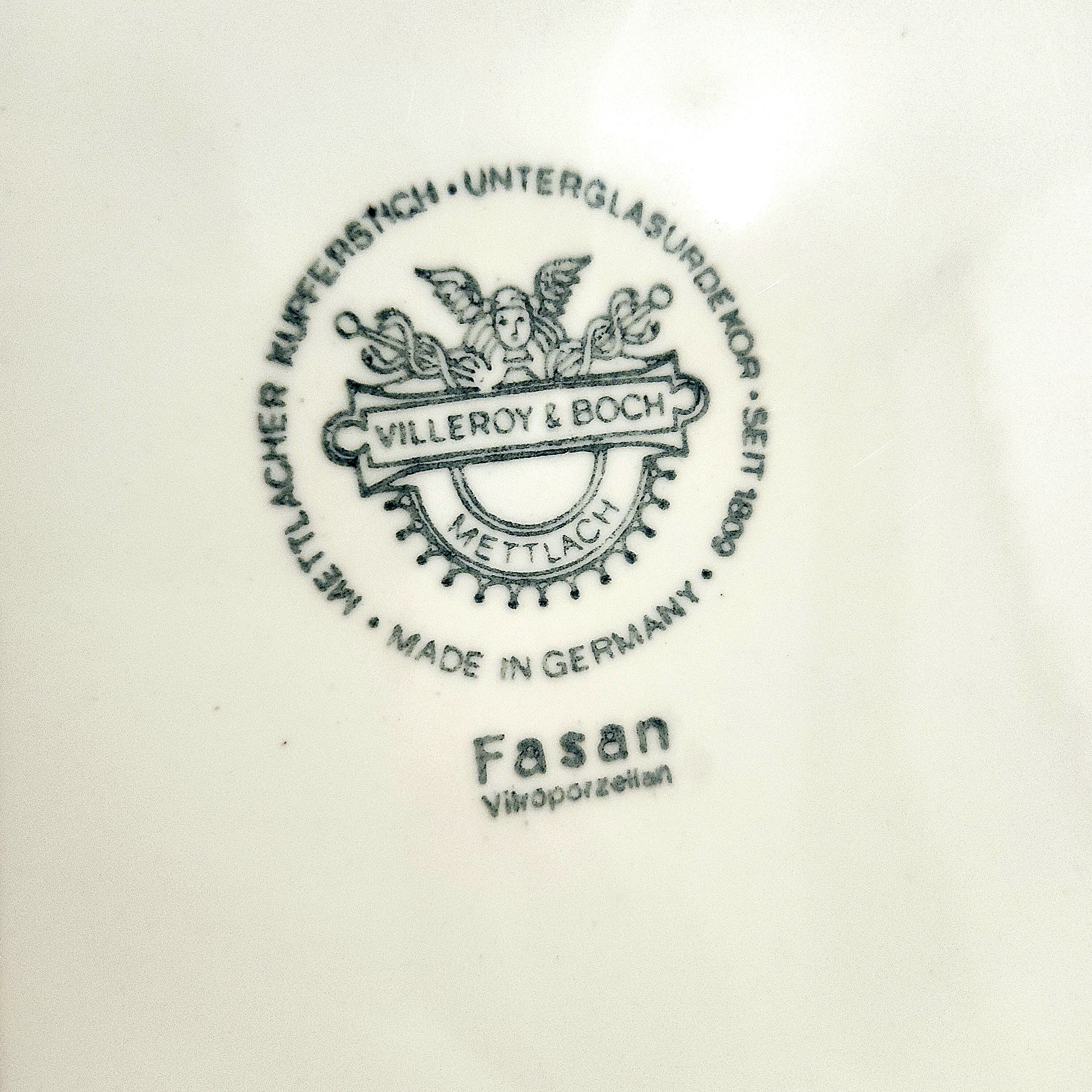 8 flat plates Villeroy & Boch, Fasan model, green