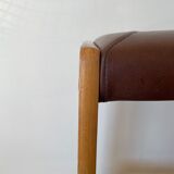 Pine and leather stool Eastern Europe