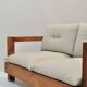 Solid oak two-seater sofa rebuilt in 100% virgin wool