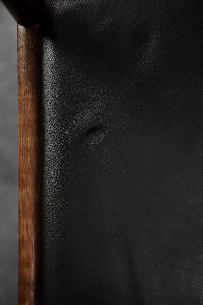 Modern vintage Scandinavian chairs in rosewood and black leather from the mid-century by Bramin, set of 3.