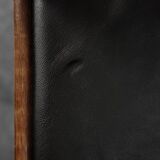 Modern vintage Scandinavian chairs in rosewood and black leather from the mid-century by Bramin, set of 3.