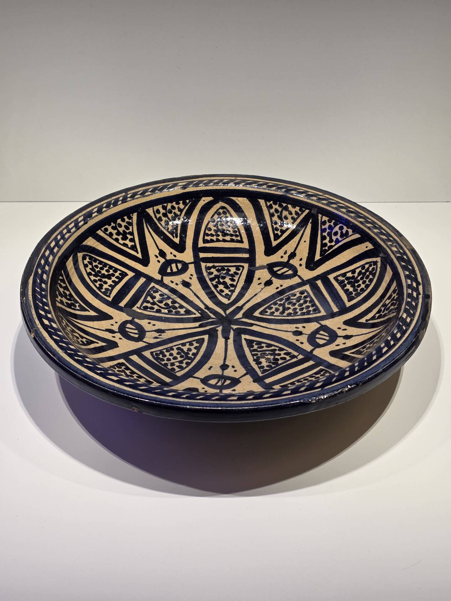 Large ancient Moroccan ceramic plate