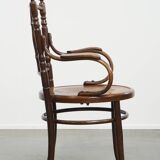 Chaise bistrot ancienne en bois avec accoudoirs