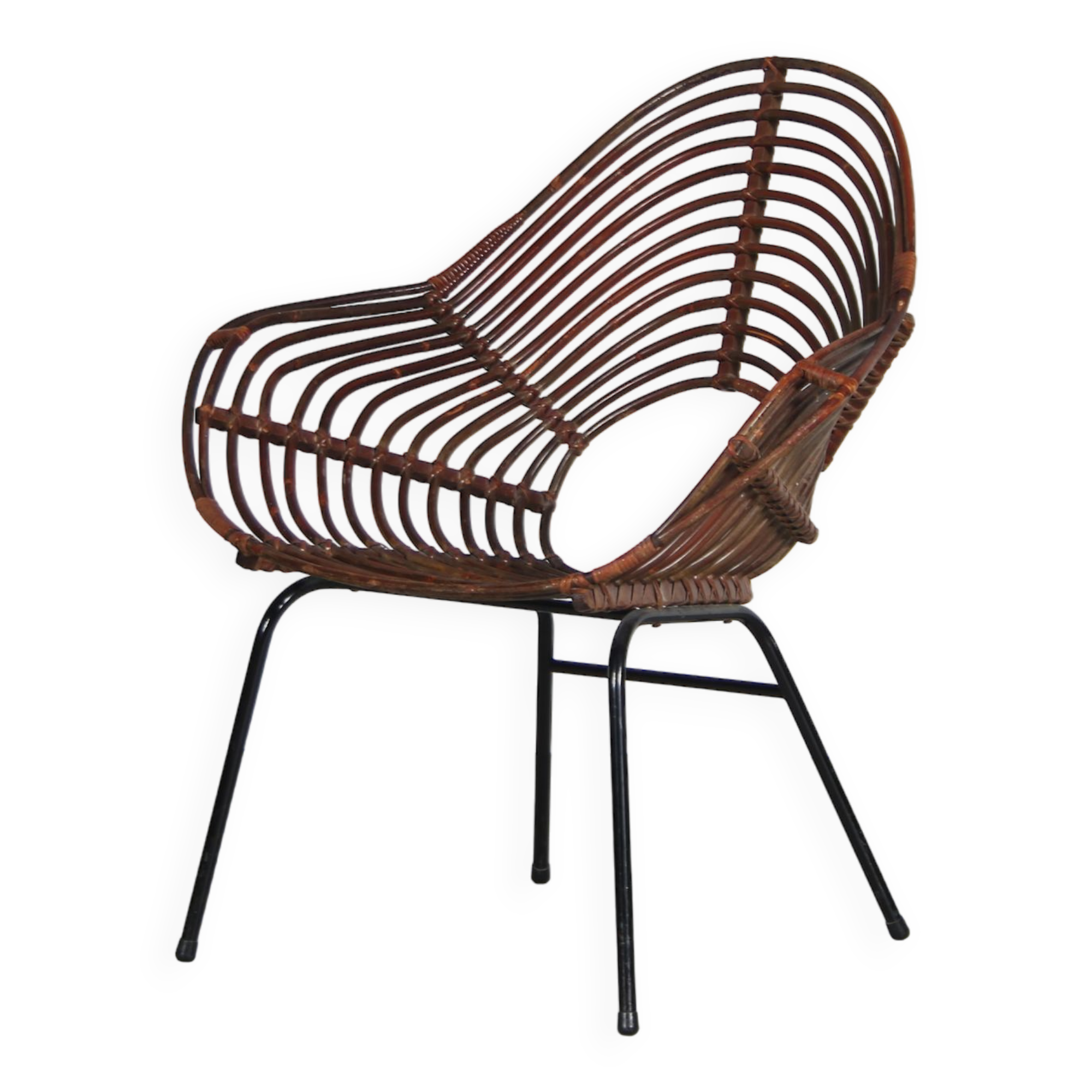 1950s Rare rattan chair by Rohé, Netherlands