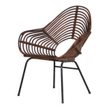 1950s Rare rattan chair by Rohé, Netherlands