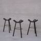 Set of Three Stained Blackened Mid-Century 'Marbella' Bar Stools