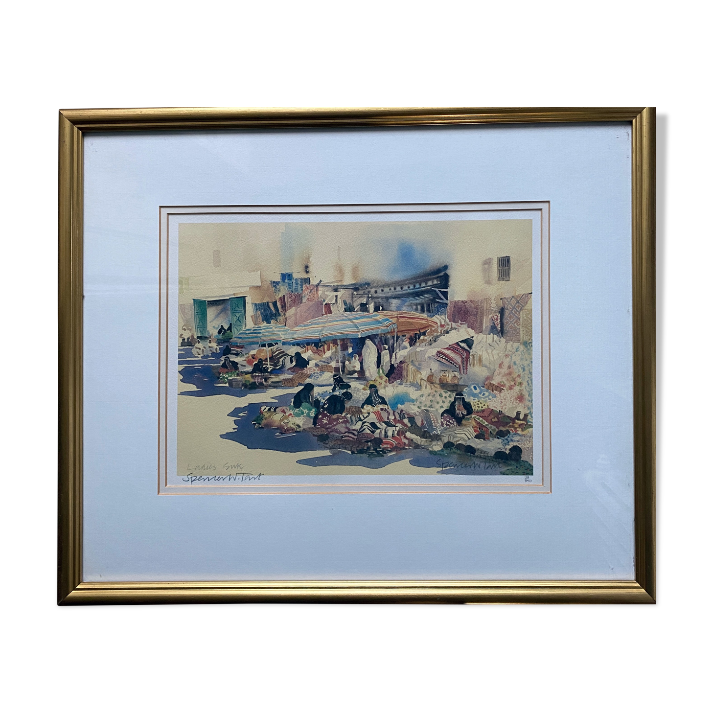 Numbered litho painting "Ladies souk" signed Spencer W. TART (1942) Orientalist