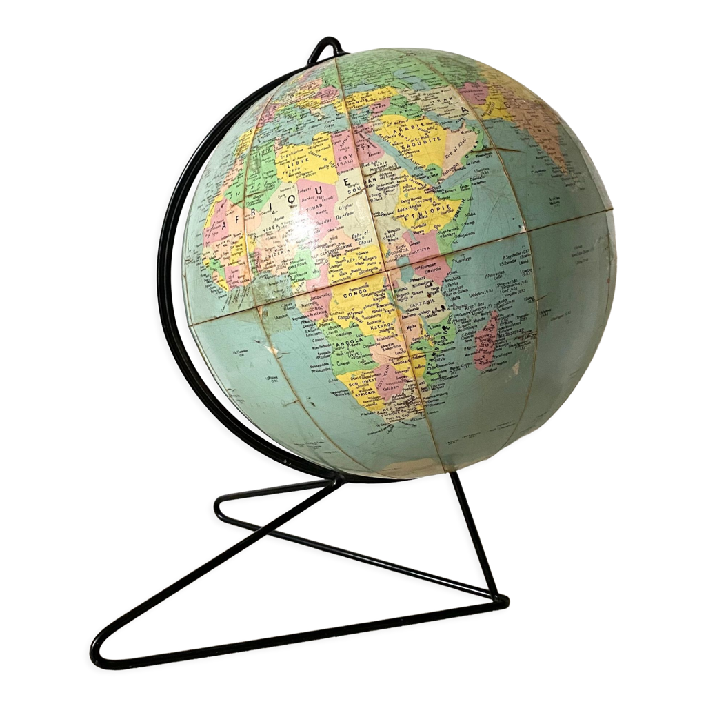 Globe Terrestre Vintage Années 50 - Instrument De Démonstration Scientifique Spatial - Original