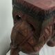 Tabouret éléphant en bois sculpté polychromie