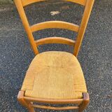 4 light wood straw bistro chairs